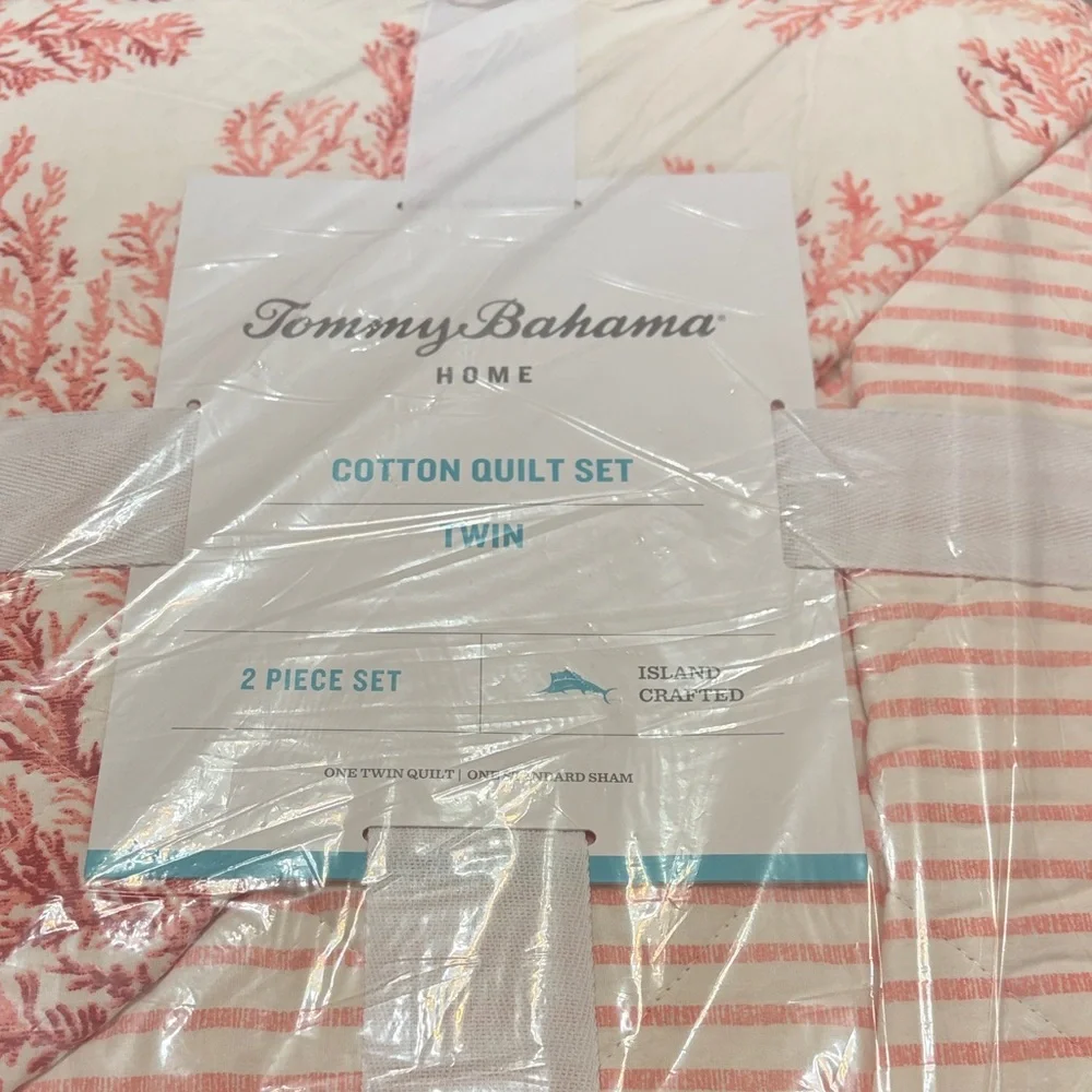 Coral Garden Bright Orange 2-Piece Twin Cotton Quilt-Sham Set